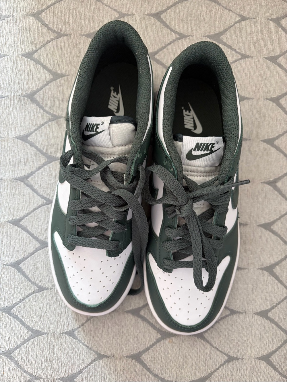 Nike Low-Top Sneakers in White and Dark Green